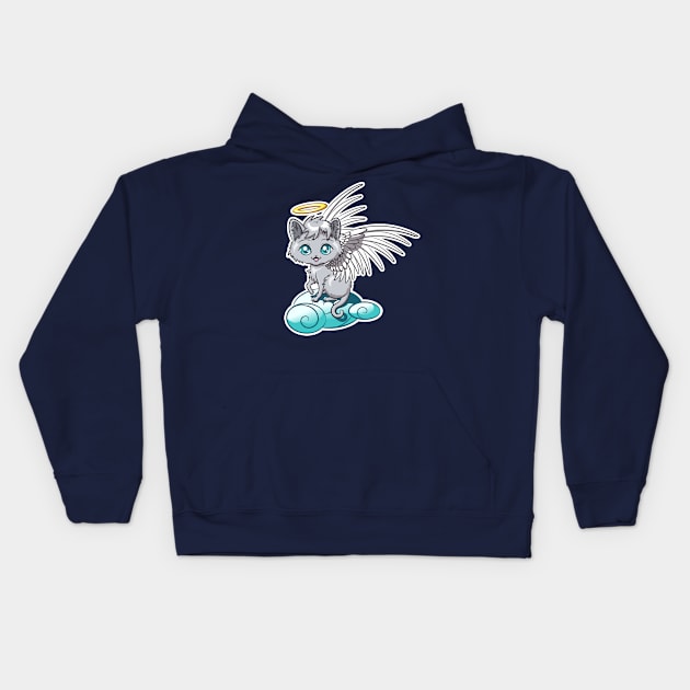 Chibi Angel Cat Kids Hoodie by SJayneDesign